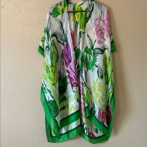 Pretty Persuasions Floral Swim Coverup - Green, Pink, Yellow